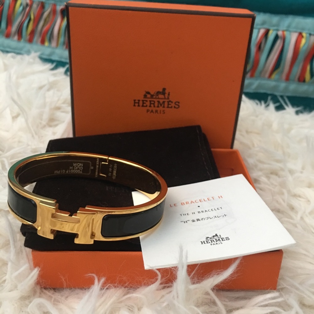 Hermes Clic Clac H Bracelet Black/Gold